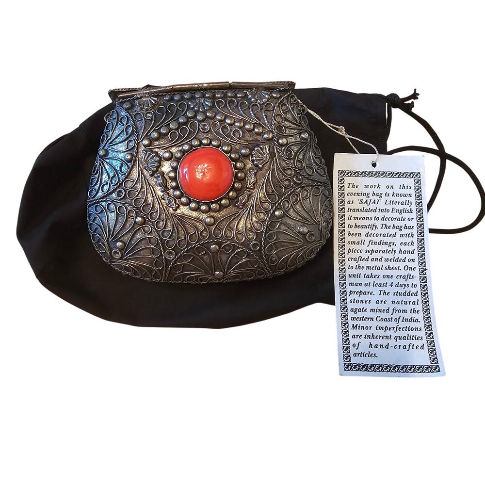 Vintage SAJAI Metal & Gems Handbag Purse